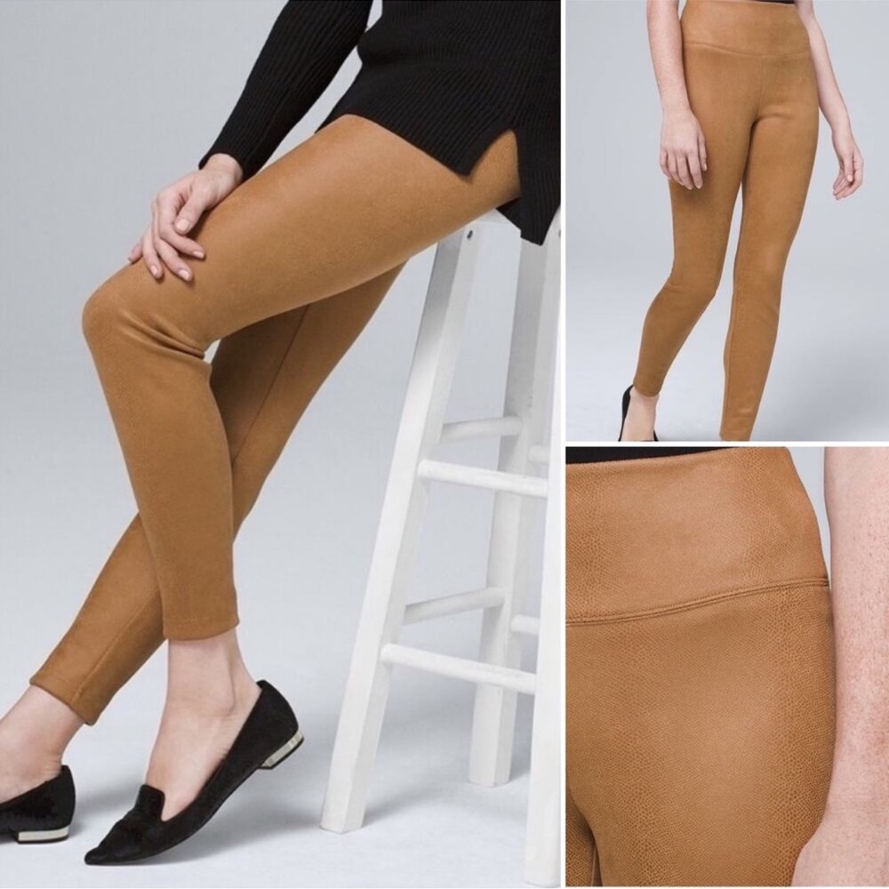 WHBM Runway Snake Ultra‎ Suede Legging Size 8 Tan Brown Pull-On Stretch NWT